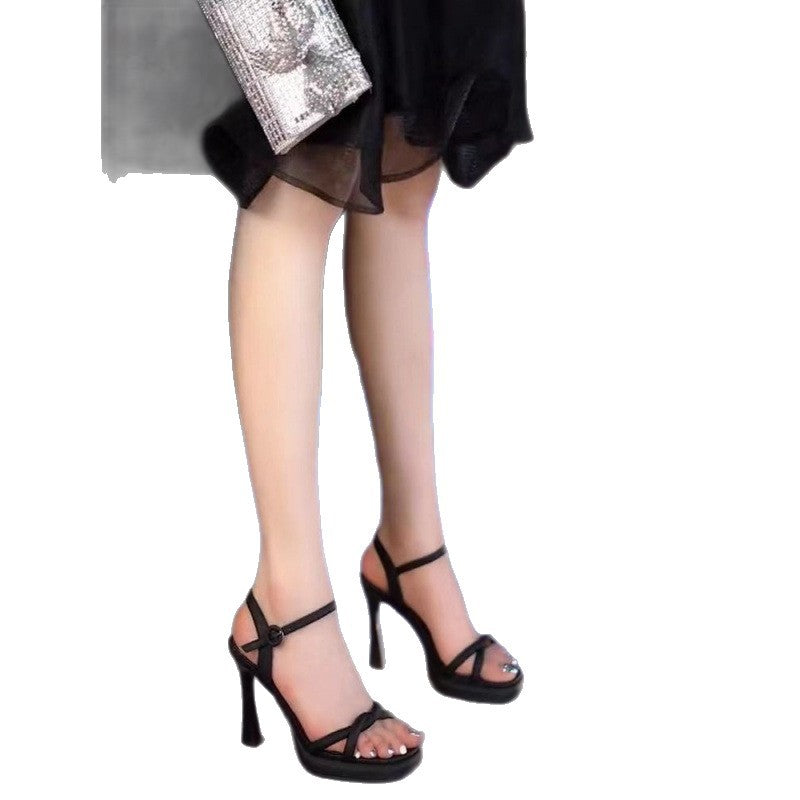 Niche Style Stiletto High Heels 2025 Summer Square Toe Open Toe Sandals One-Line Buckle Anti-Slip Fashion Shoes for Women