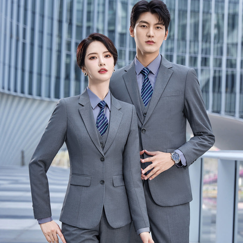 Suit Set Men's Business Wear Men's and Women's Same Formalism 4s Shop Tooling Sales Department Autumn and Winter Vest Work Clothes Suit