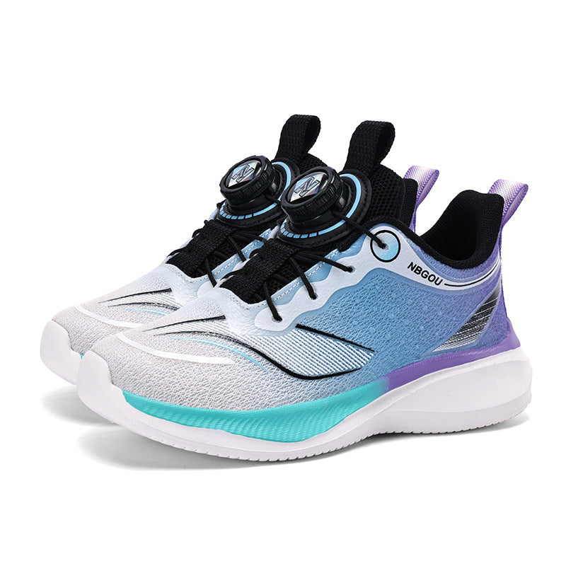 2025 New Style Rotary Buckle Boys' Sports Shoes Popular Lightweight Mesh Breathable Non-Slip Student Sports Shoes Trendy