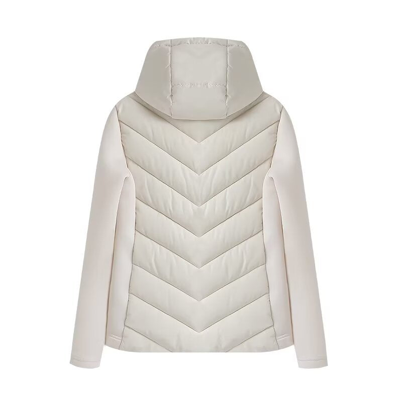 Cross-border wholesale foreign trade women's 2025 autumn and winter Europe and the United States new fashion hooded stitching cotton-padded jacket coat Y23165