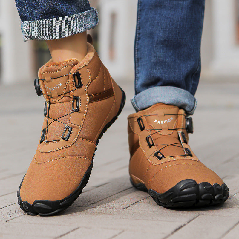 Outdoor Winter Men's and Women's fleece-lined Five-Finger High-Top Cotton Shoes Warm Boots Casual Wear-Resistant Snow Boots Thickened Couple's Shoes