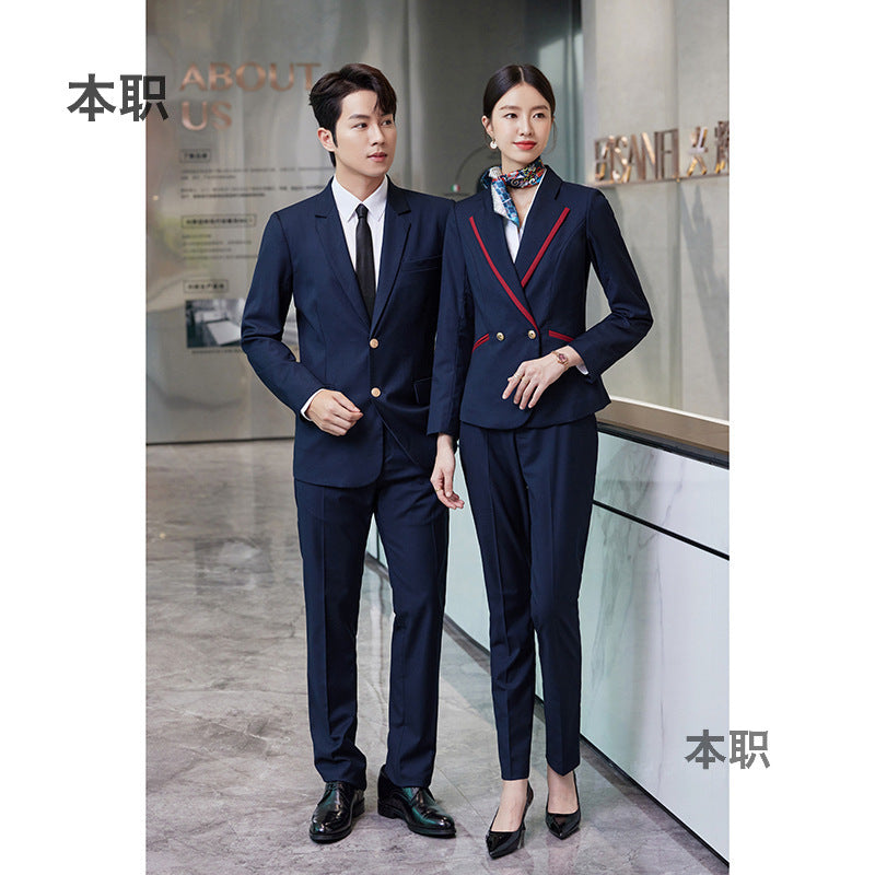 Professional Suit suit Men's and Women's Hotel Work Uniform Suit Property Customer Service Business Commuter Front Office Work Clothes Autumn