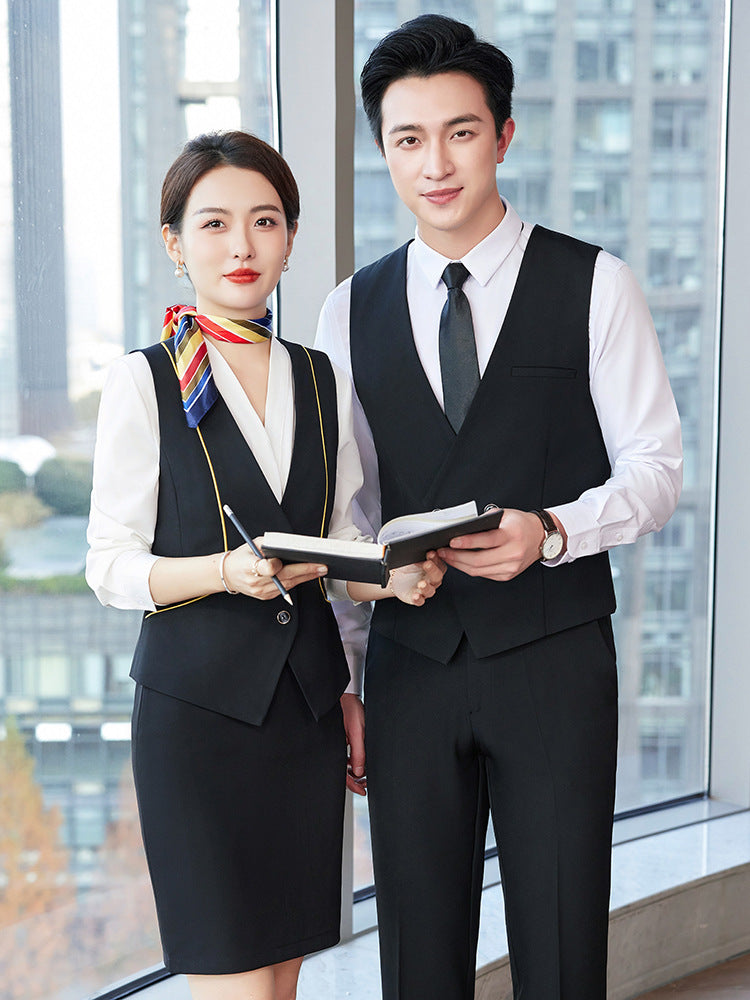 Professional vest suit female spring and summer stewardess uniform sales department hotel front desk jewelry shop beautician overalls