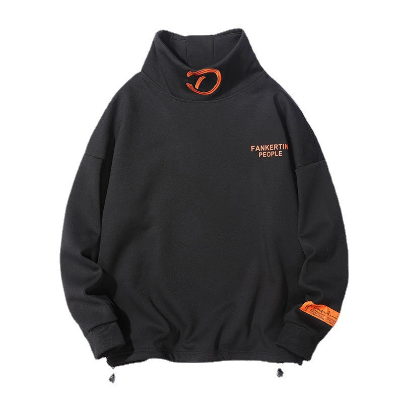 Sweatshirt 2023 Autumn and Winter Fashion Fleece-Lined Thick Warm Turtleneck Top Casual Trendy Men's Clothing Brand