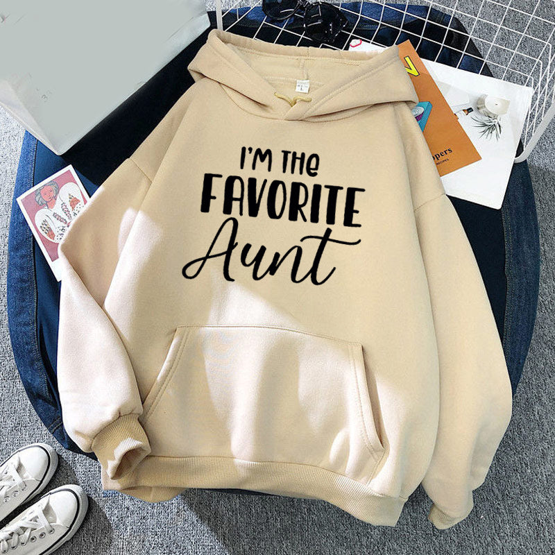 I Am The Favorite Aunt likes aunt printed hooded hooded vests autumn and winter European and American men and women