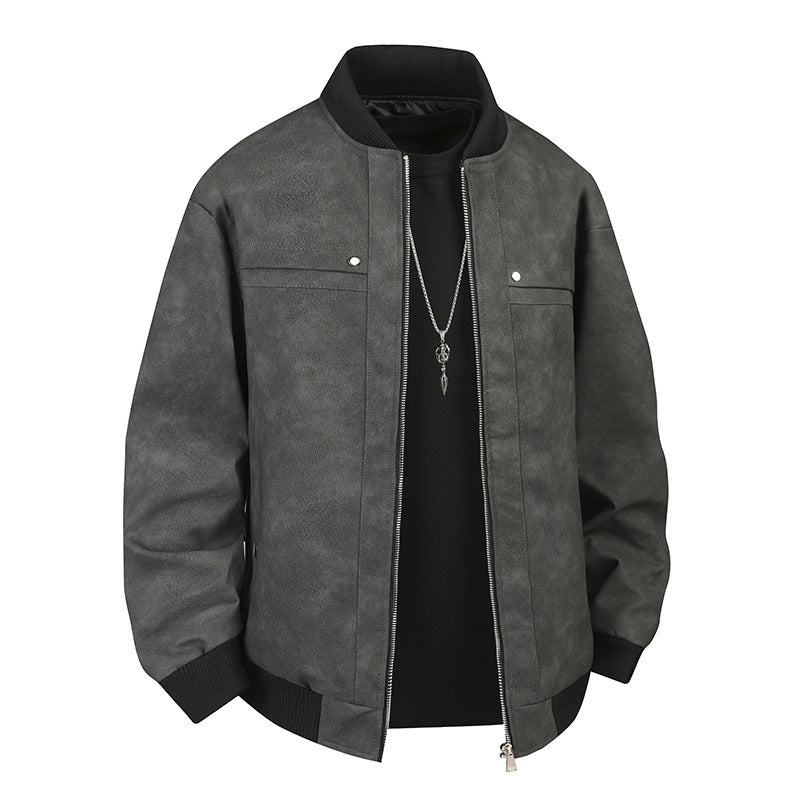 [Cross Border] Leather Men's 2025 New Men's pu Leather Jacket Biker Jacket Leather Men