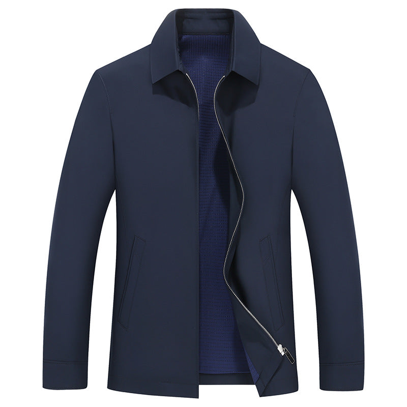 Jacket Coat Men's Autumn New Business Casual Loose Lap Upper Clothes for Middle-aged and Elderly Dad Men's Jacket