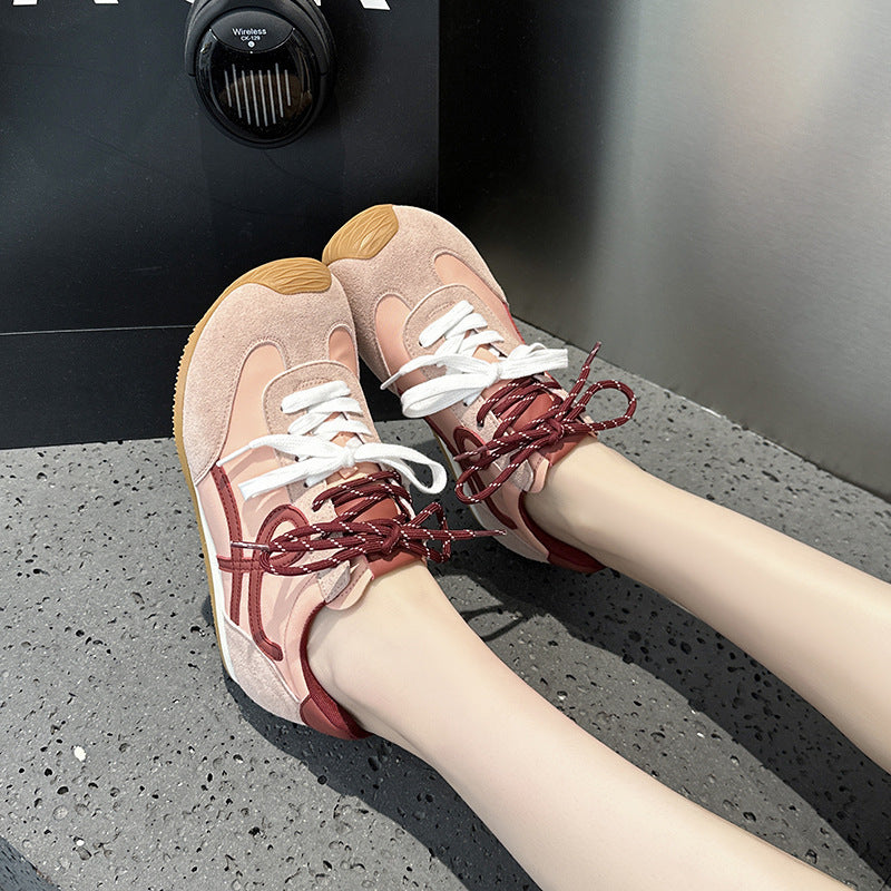 Women's Versatile Lightweight Soft-Soled Genuine Leather Training Shoes with Internal Height Increase, 2025 Summer New Sports Casual Women's Shoes