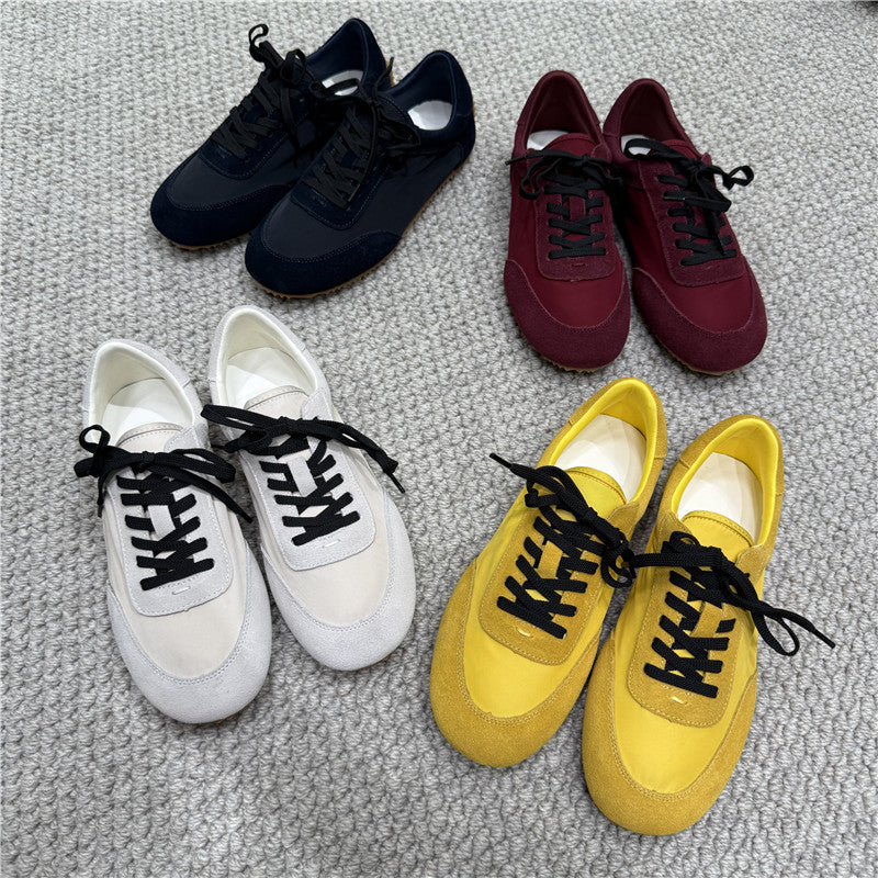 Women's Casual Flat Shoes 2025 Summer New Versatile Color-Blocking Sports Lace-Up Sneakers Women's Shoes