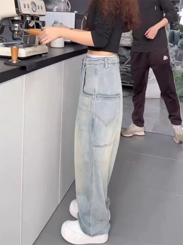 Soft Jeans Women's Loose 2024 New Spring and Autumn Thin Couple Pants Small Slim Wide Leg Pants Women