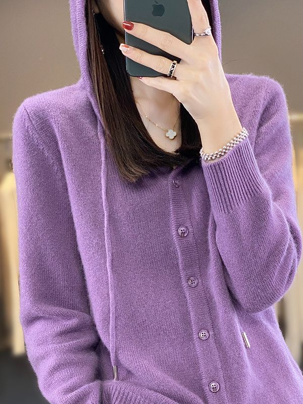 Autumn and winter New hooded cardigan long-sleeved women's hoodie Western style all-match sweater loose outer wear undershirt