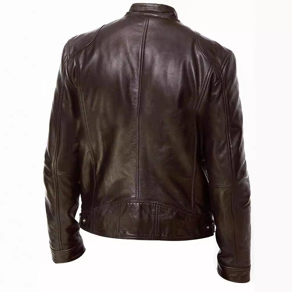 2024 Foreign Trade European and American Men's Clothing Men's Leather Jacket Male Teenager's Collar Punk Male Motorcycle Leather Jacket Batch