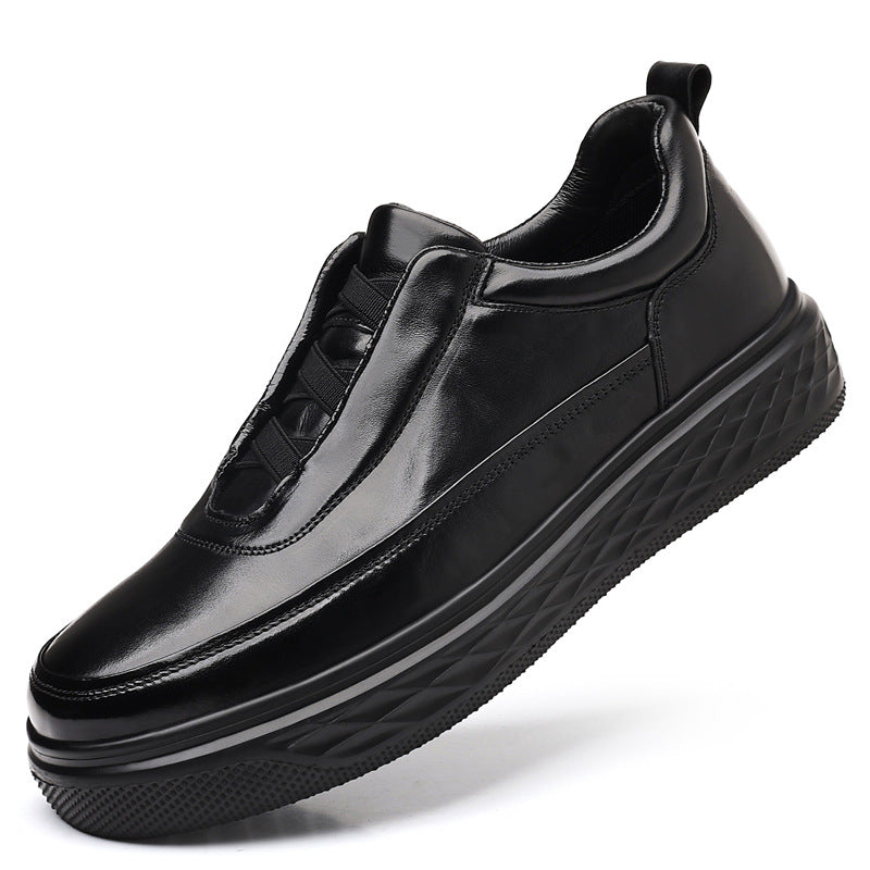Men's Popular Sneakers, Genuine Leather, Versatile Men's Shoes, High-End Trendy Shoes, Slip-On Slip-On Shoes, Men's Commuter Casual Shoes
