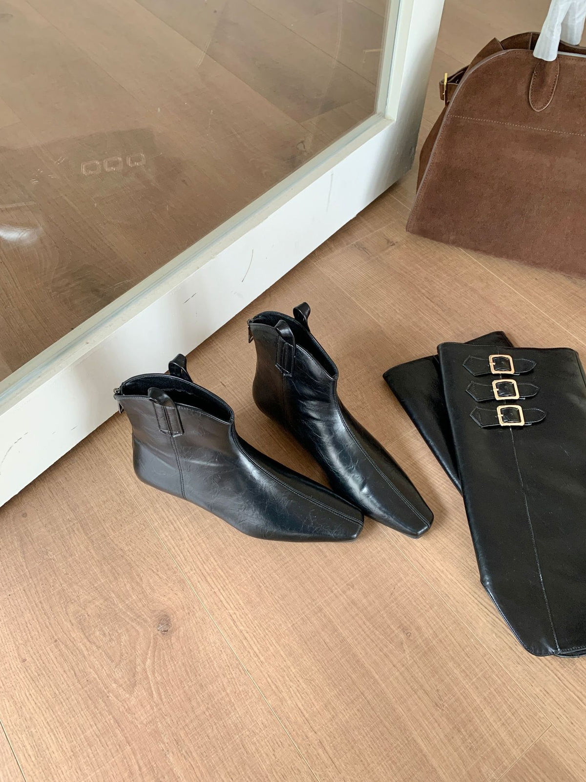 Women's Winter Boots 2025 New Square Toe Chunky Wedge Two-Way Retro Riding Boots Soft Sole Brown Leg Sleeve Boots for Women