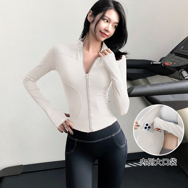 Fitness Training Yoga Clothes for Women, Spring Long-Sleeved, High-Elastic, Quick-Drying, Breathable Sports Jackets, Tight-Fitting, Slimming Fitness Clothes