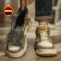 Men's Shoes Winter 2025 New Mid-Top Men's Sports Shoes Student Fashion Casual Sneakers Fleece-Lined Work Boots Cotton Shoes