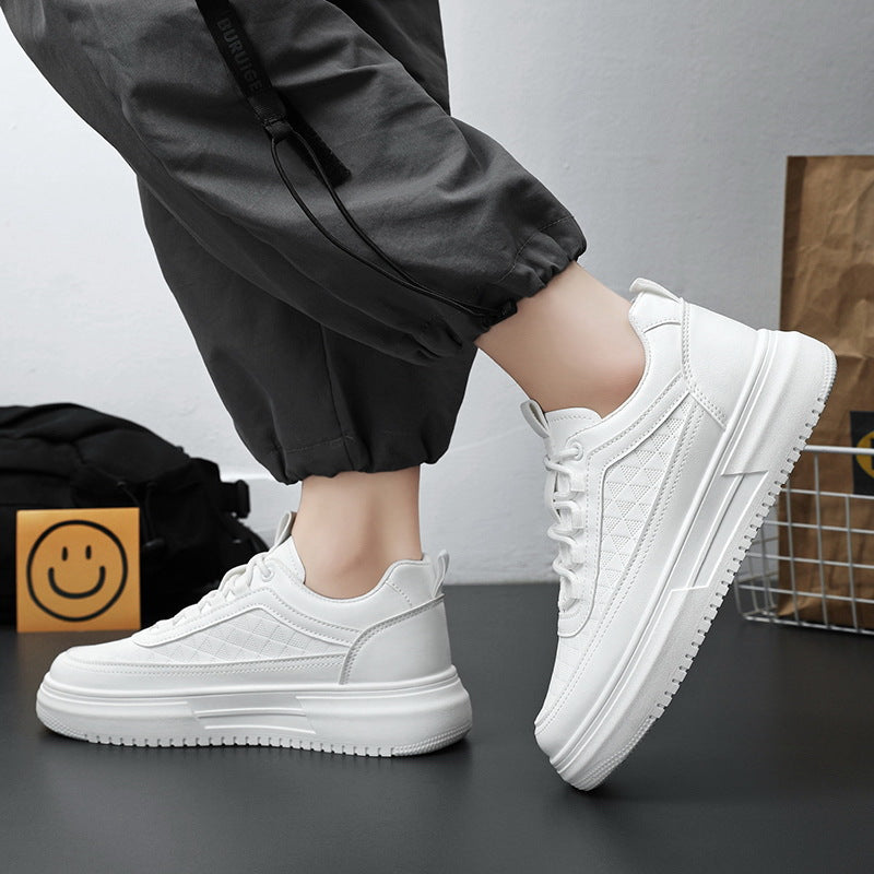 Spring Men's Shoes New Breathable White Shoes Men's Korean-style Trendy All-match Thick-soled Sports Casual Sneakers Trendy Shoes