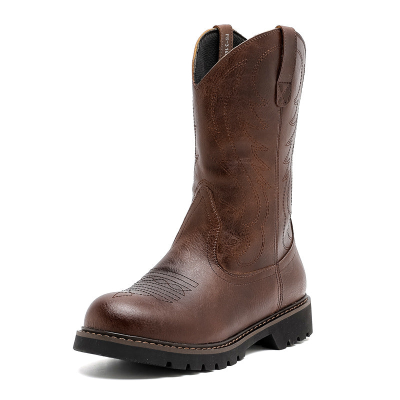 Ami Khaji Men's High-height Workwear Boots Men's European and American Style Western Cowboy Boots Fashionable Motorcycle Riding Men's Boots