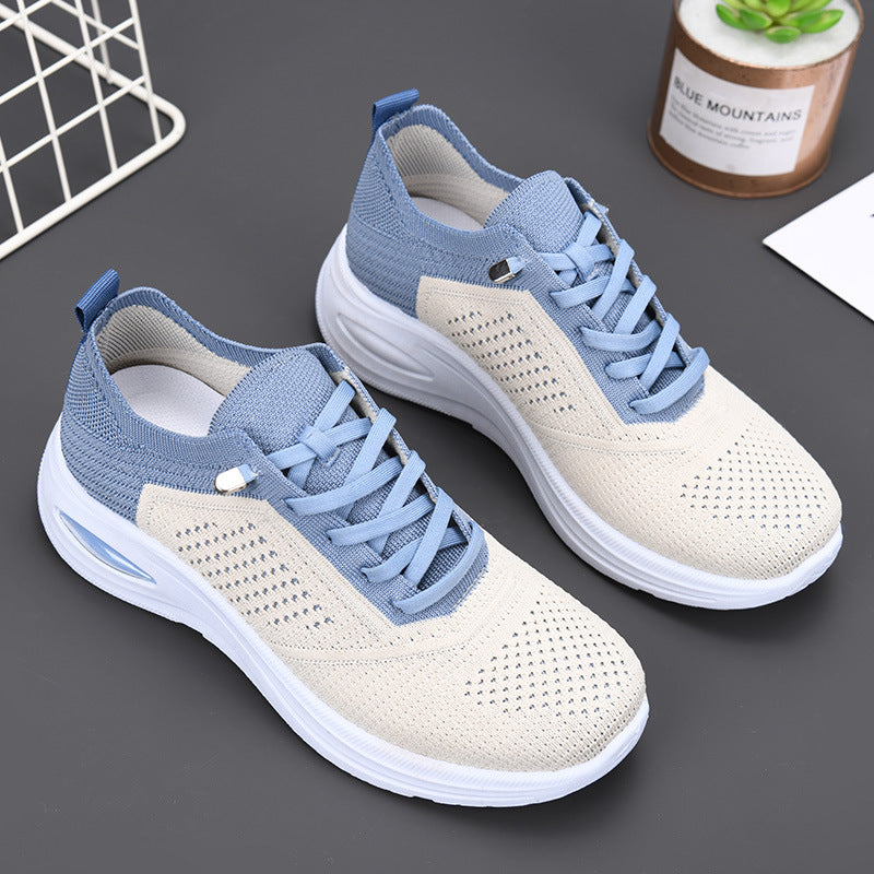 Shoes for Women 2025 New Foreign Trade Women's Shoes Casual Lace-Up Sock Mesh Shoes Soft-Soled Sports Shoes for Women