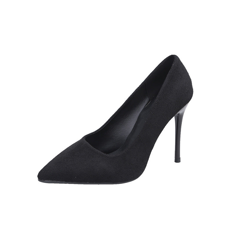 High Heels Women's 2025 New Cyber Celebrant Suede Fashion All-match Autumn Women's Shoes Korean Banquet Stiletto Heel Pointed Toe Single-layer Shoes