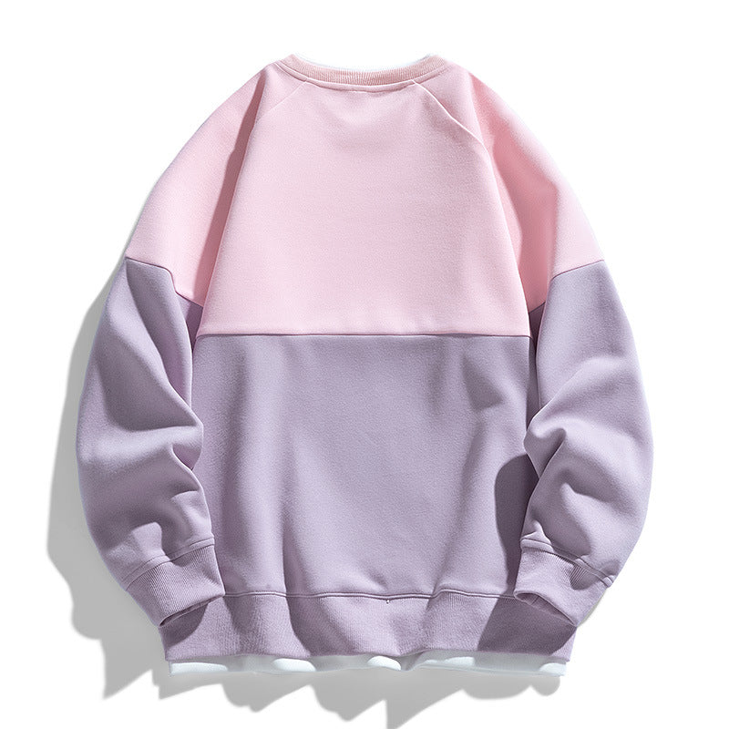 Cross-border Fake Two-piece Round Neck Sweaters Men's Spring and Autumn Fashion Contrast Color Stitching Top 2025 New Youth Autumn Clothes