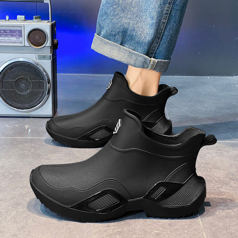 New Rain Boots Short-Tube Men's Adult Waterproof Shoes Women's Rain Boots Non-Slip Wear-Resistant Rubber Shoes Kitchen Fashion Fishing Water Boots