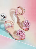 2026 Summer New Shoes for Girls: Princess High Heels with Crystal Heels, Fashionable Outdoor Sandals for Girls
