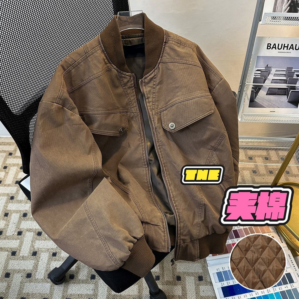 cleanfit Short Profile Corduroy Crock Jacket Men's Winter Thickened Baseball Clothes Old Quilted Jacket