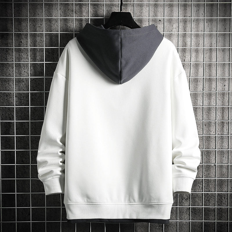 Hooded Sweatshirt 2025 Spring & Fall New Youth Long-Sleeved Color-Blocked Fake Two-Piece Hoodie Casual Top for Men