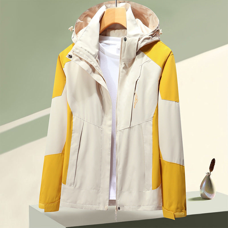 Jackets for Men and Women, Windproof and Waterproof Outdoor Sports Mountaineering Clothing, Fashionable and Trendy Spliced Color Hooded Jackets