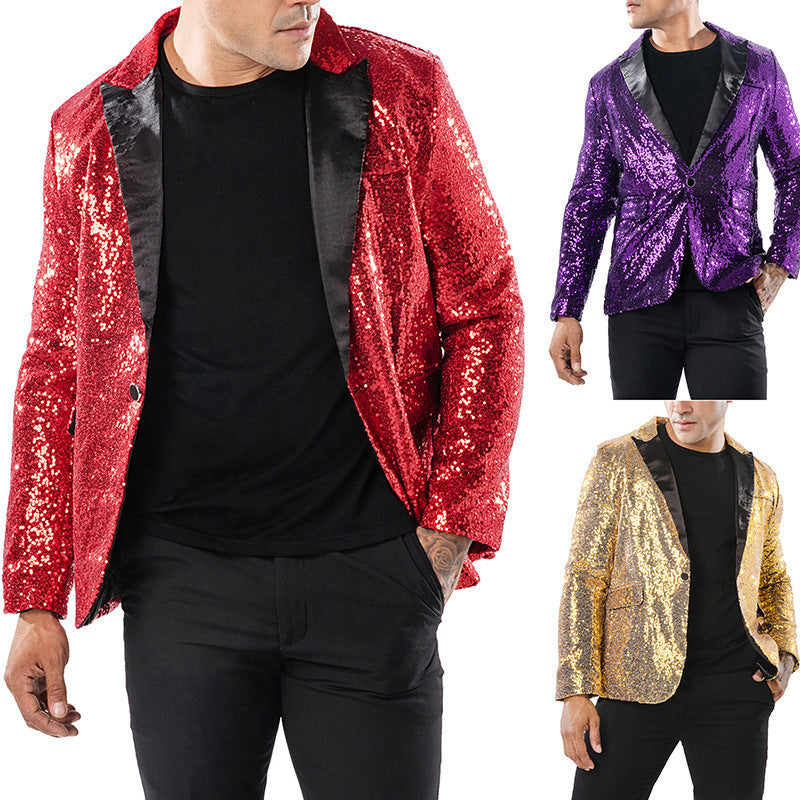 European and American Performance Suits, Gold Sequin Suits, Korean Suits, Nightclub Men's Clothing, Host Emcee Studio Jackets