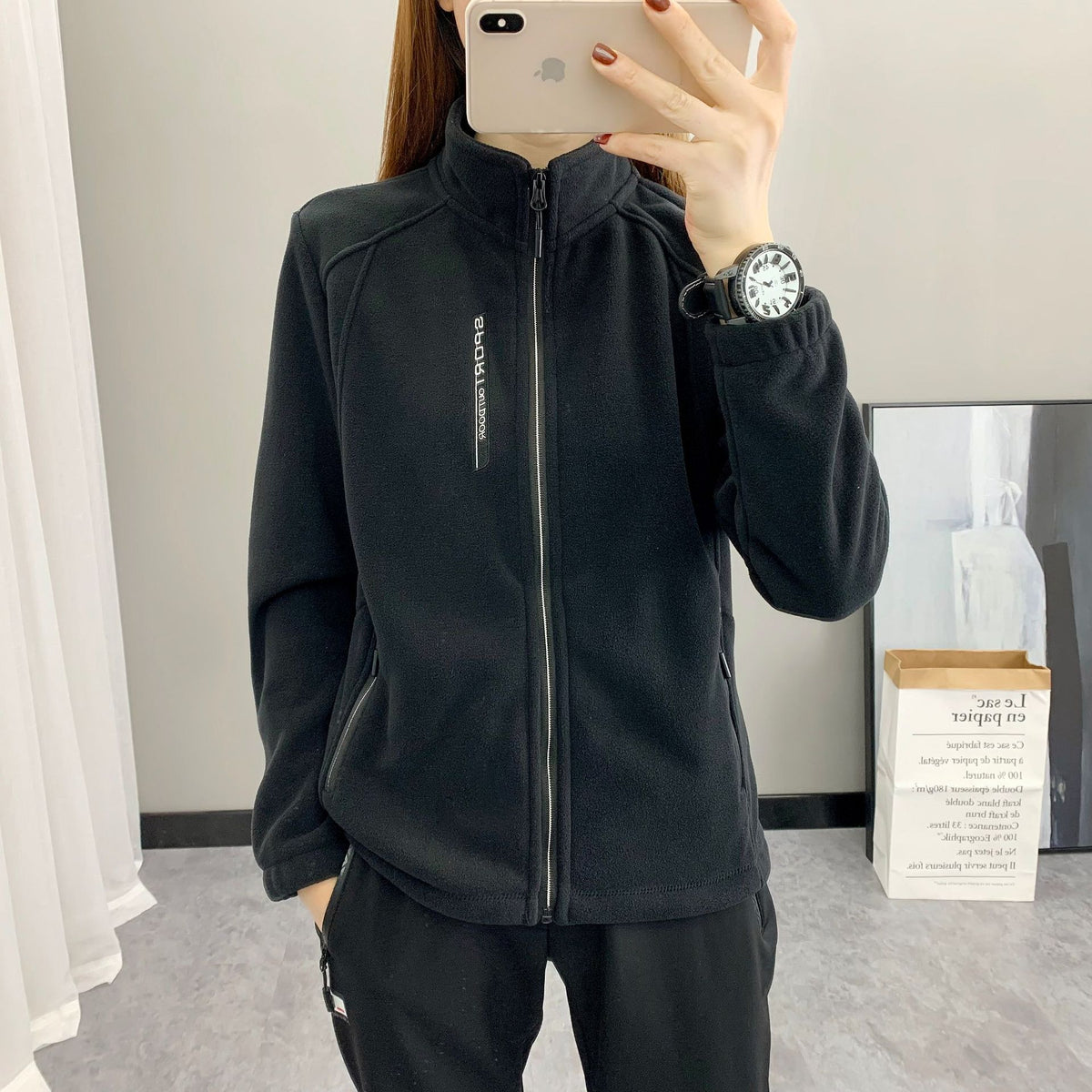 Spring and Autumn Fleece Clothes Women's Outdoor Warm Breathable Cardigan Vertical Collar Slimming Polar Fleece Jacket for Men's Climbing Cross-border Special
