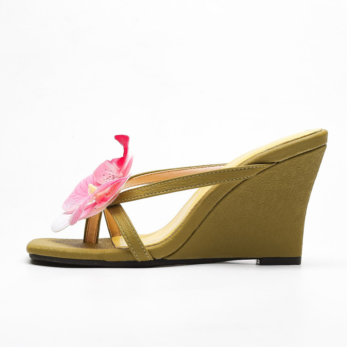 Cross-Border Large Size Women's Shoes Square Toe Wedge Heel Flip-Flops Outer Wear Half-Drag Wedge High Heels Women's Thai Niche Flower Sandals