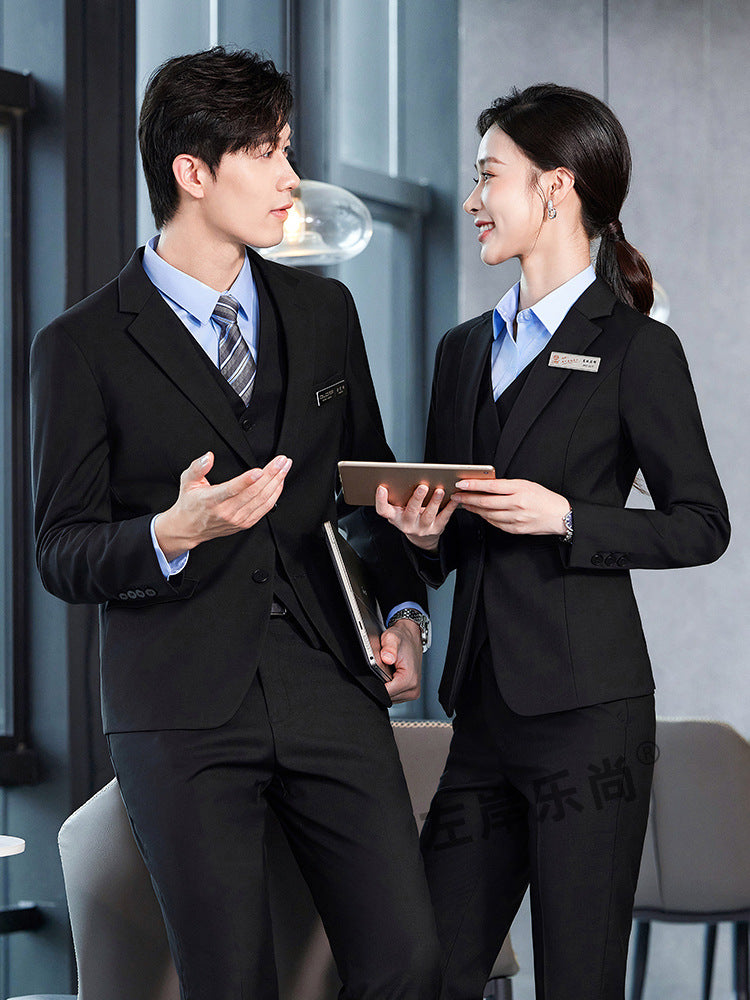 High-End Women's Suit Black Women's Suit Business Formal Gray Professional Women's Pants Suit Blue Haze Blue