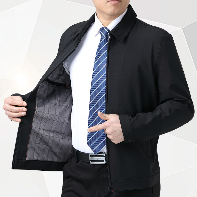 Men's Middle-Aged Jacket Casual Coat Spring and Autumn New Style Men's Dad's Clothing Top with Lapel Windproof