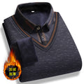 Autumn and Winter middle-aged and elderly fake two-piece sweater men's dad wear fleece-lined thickened slim shirt collar warm sweater