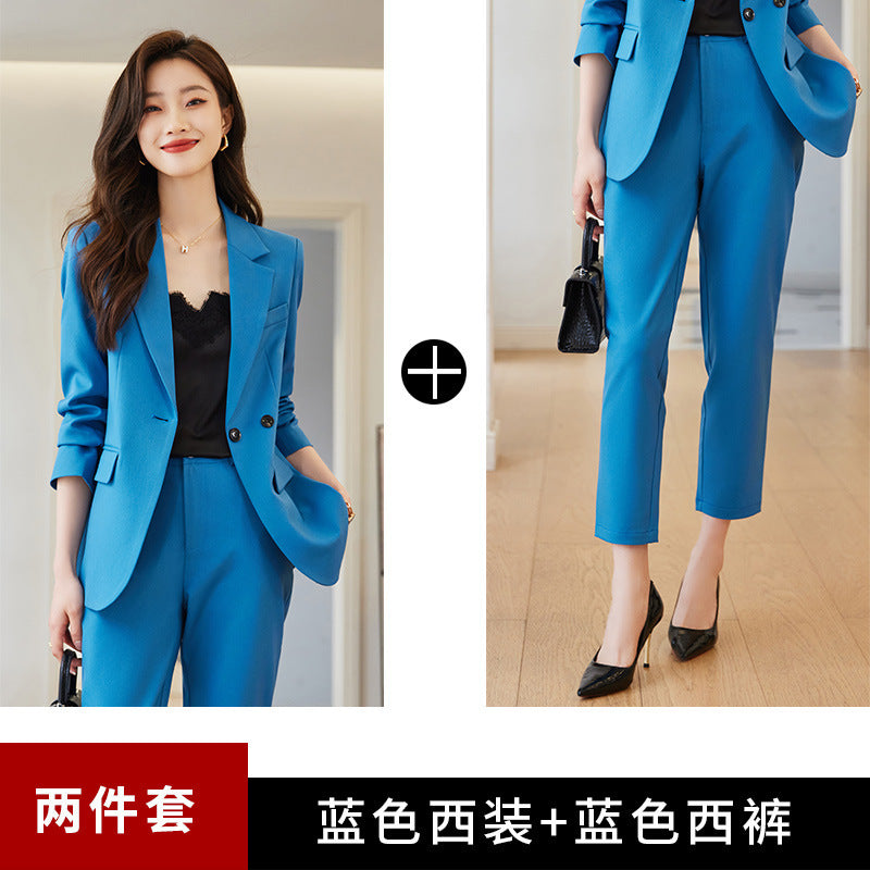 Blue small suit jacket for women Spring and Autumn new design temperament casual business wear suit suit formal wear