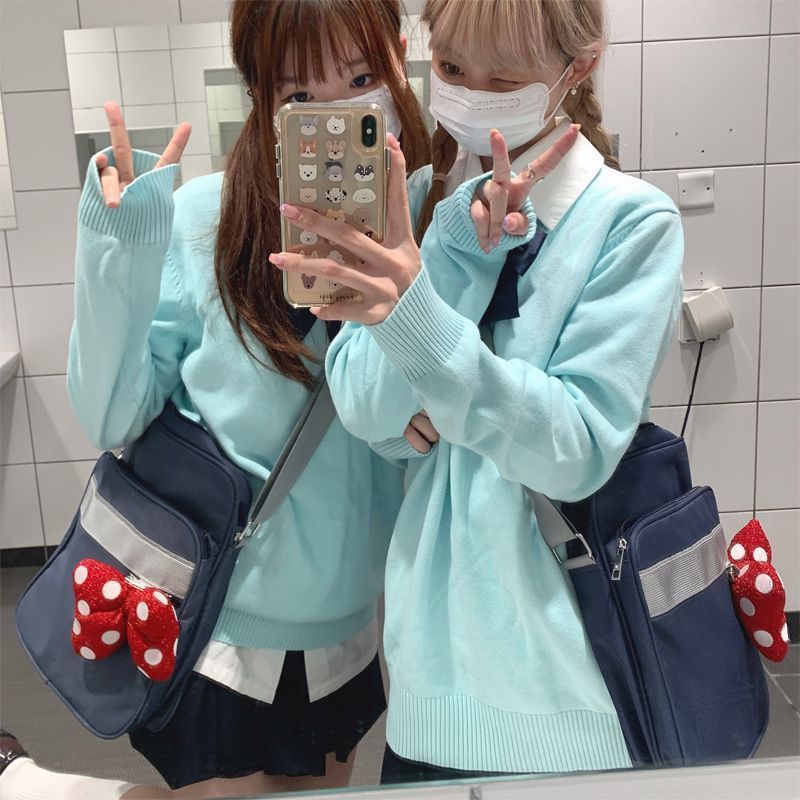 Sweater College Japanese Style JK Uniform Autumn and Winter New School Style All-match Pullover Knitted Long-sleeved Stacked Top for Women