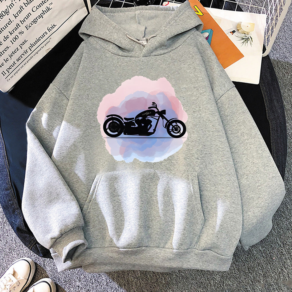 Hoodies Unisex Motocicleta Com Bolso, Moletom Encapuzado, Mo
