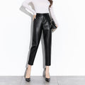 Genuine Leather Pants for Women 2025 Autumn and Winter High-Waisted Straight Casual Slimming Look Harem Pants Goatskin Nine-Point Cigarette Pants for Women
