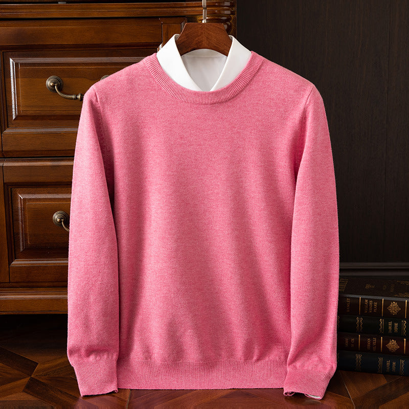 Autumn and Winter Classic Round Neck Men's Pullover Base Shirt Casual Business Knitwear Loose Fashion Solid Color Long Sleeve Sweater