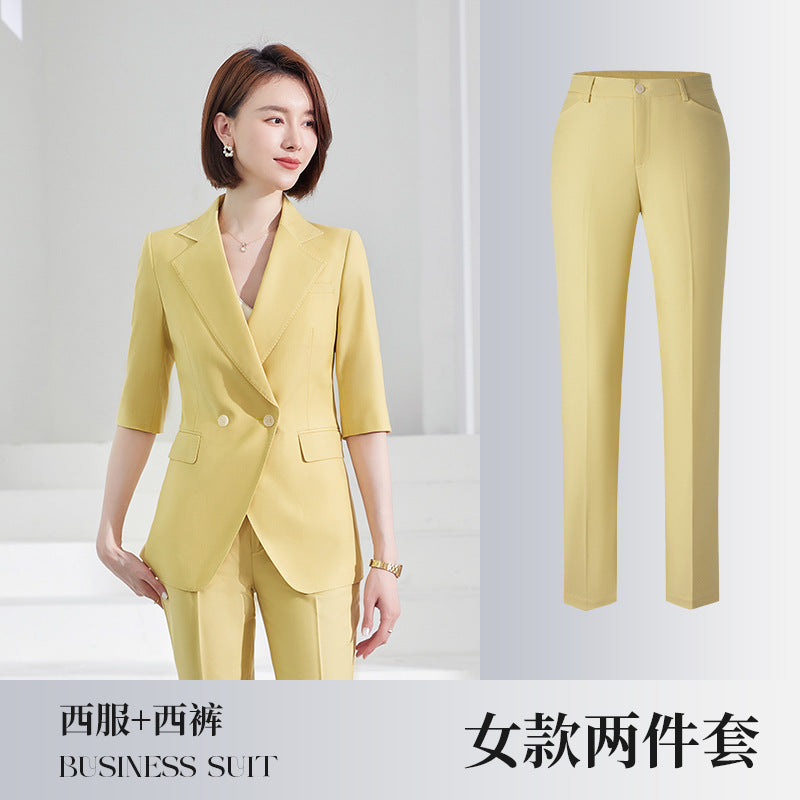 Women's Mid-sleeve suit Korean-style slim-fit professional formal wear business workwear uniform property administrative work clothes