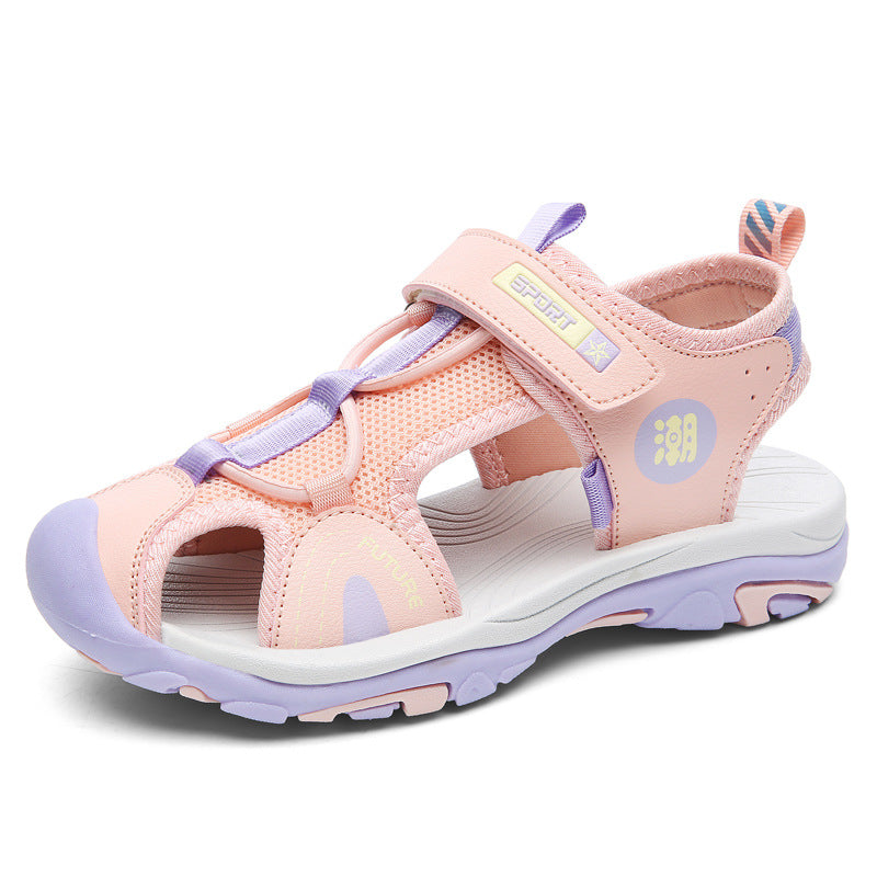 Wholesale Boys Sandals Baotou 2025 Summer Mid-Big Kids Soft Sole Non-Slip Beach Shoes Student Lightweight Sports Sandals