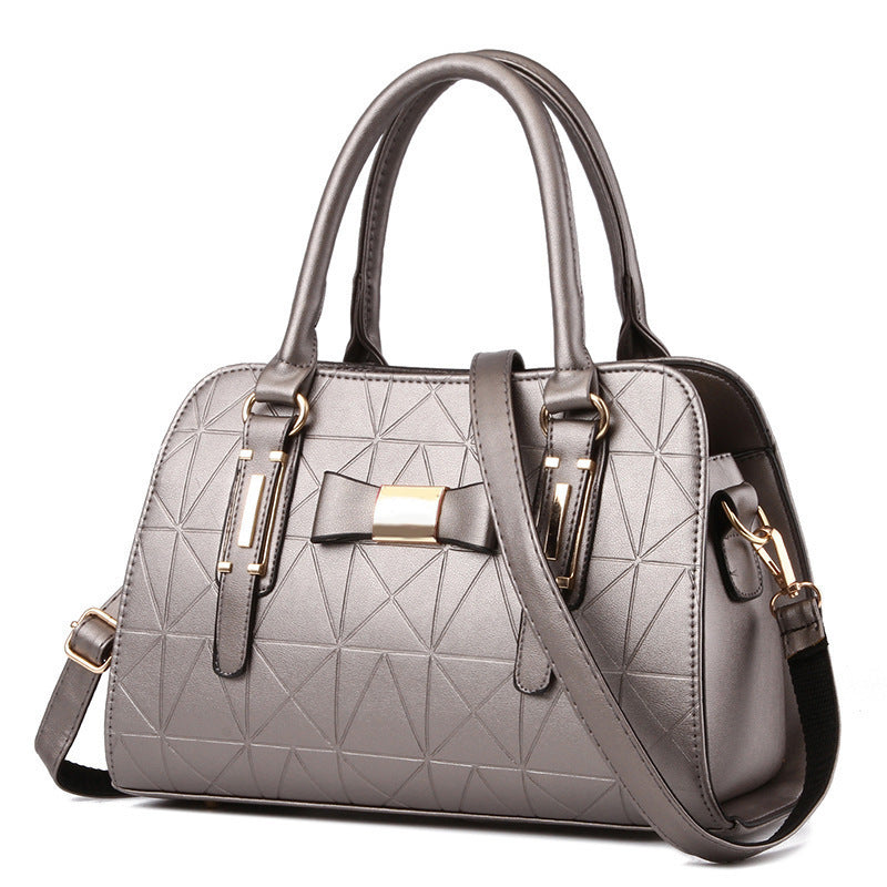 Bow women's bag embossed handbag foreign trade large capacity shoulder bag wholesale messenger bag simple mother bag