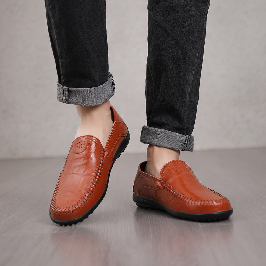Men's Leather Shoes, Slip-On Loafers, Driving Shoes, Soft Surface, Men's Casual Leather Shoes, Non-Slip and Wear-Resistant