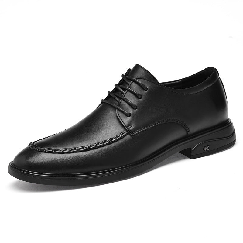 New men's formal leather shoes breathable non-slip round toe business casual shoes fashion retro brushed business leather shoes men