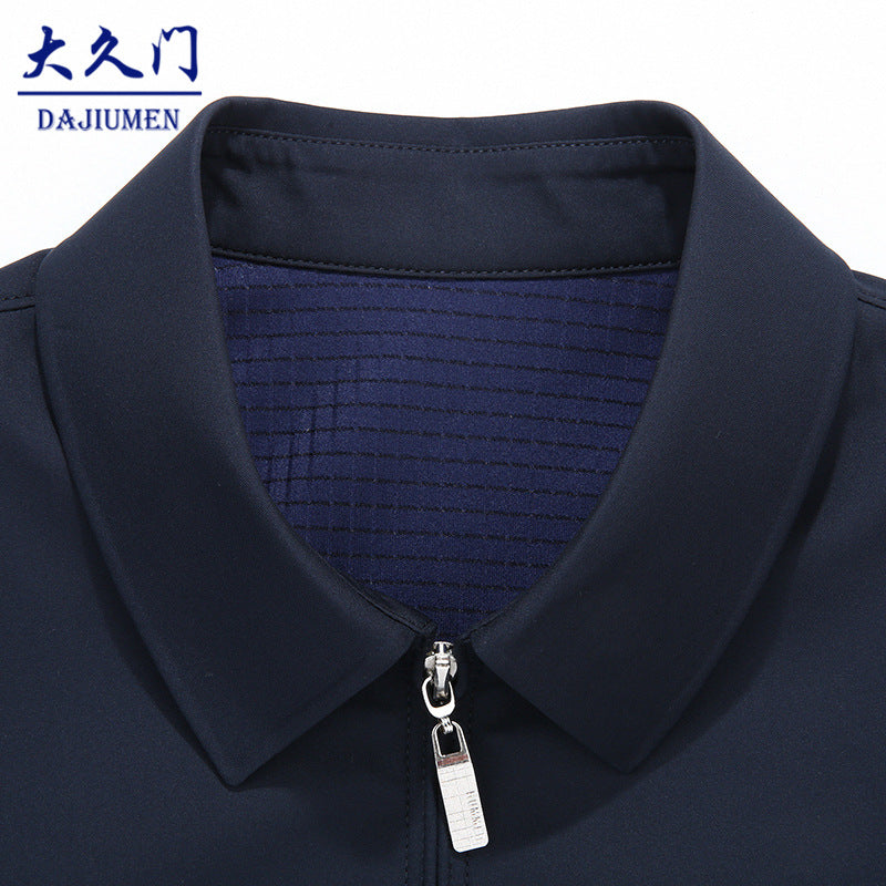 Jacket Coat Men's Autumn New Business Casual Loose Lap Upper Clothes for Middle-aged and Elderly Dad Men's Jacket