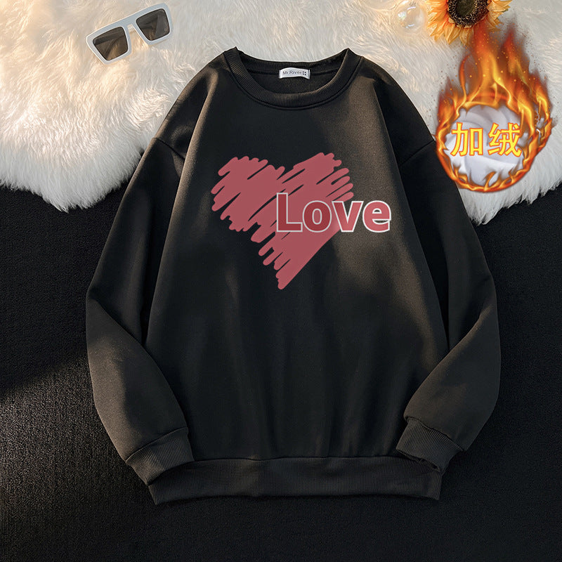 Sweater Men's New Spring and Autumn Men's Long-sleeved T-shirt Loose Turtleneck Crewneck Base Shirt Fashionable Printed Love for Youth