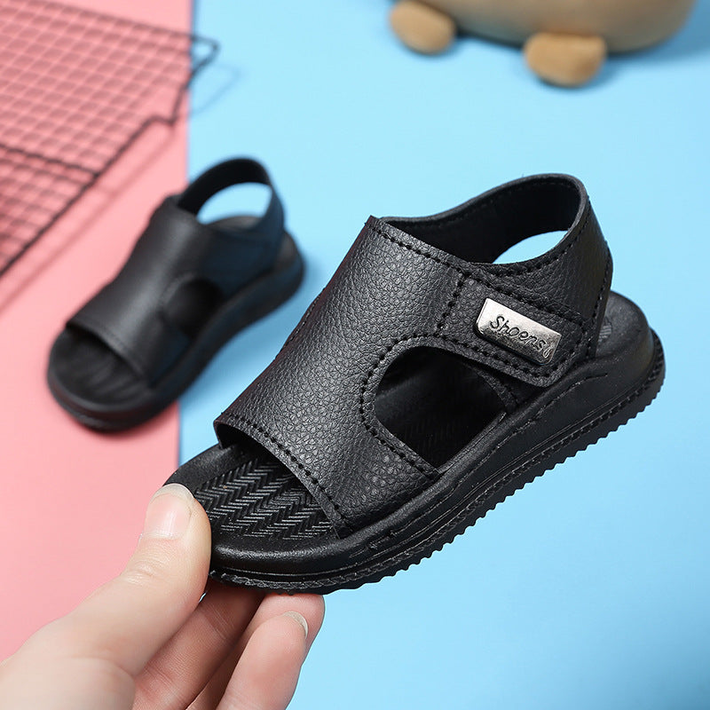 Baby Sandals Kidsren's Beach Shoes 2026 New Style Sandals Fashionable Wear-Resistant White Non-Slip Leather Beach Shoes
