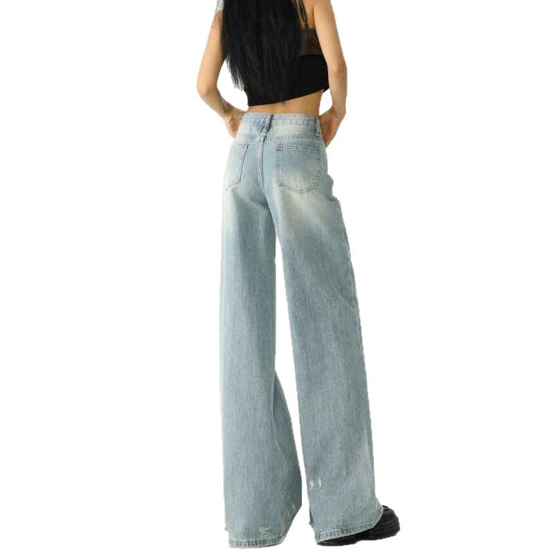 Trendy Wide-Leg Jeans for Women 2025 Autumn New High-Waisted Slimming Drapey Loose Floor-Length Pants